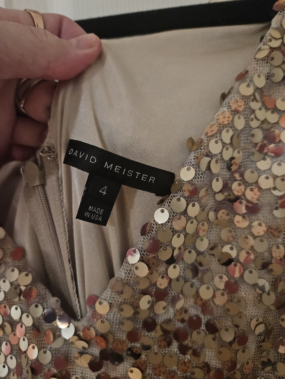 Vintage David Meister Gold Sequin Dress Sizr 4 - Picture 5 of 7